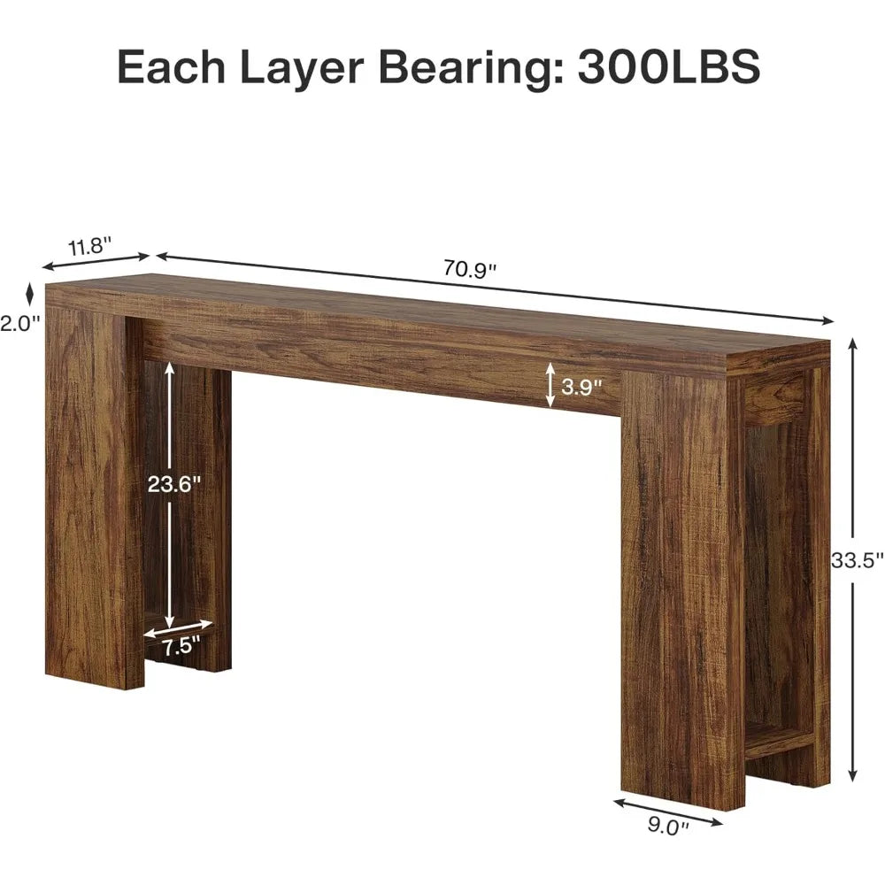 Extra Long Farmhouse Console Table For Sofa Living Room