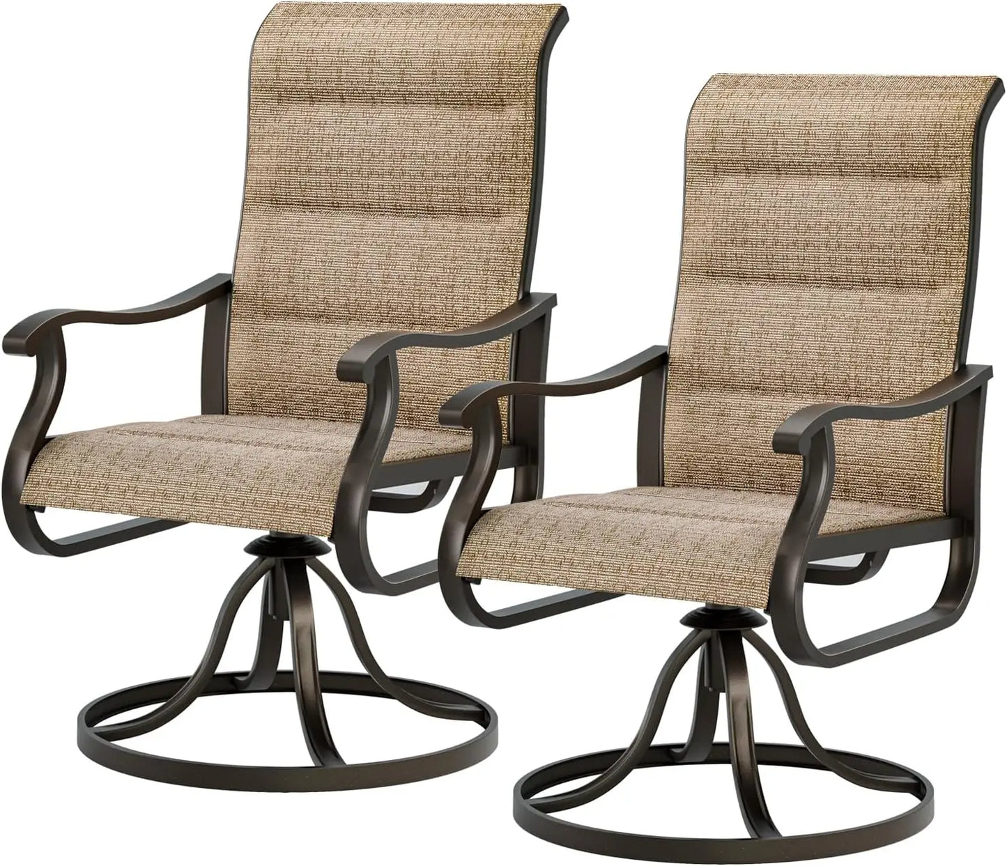 Patio Swivel Chairs Outdoor High Back Textilene Set of 2