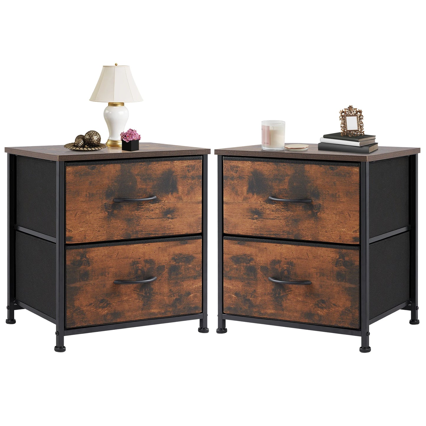 JHK Nightstand With Drawers Storage Cabinet For Bedroom