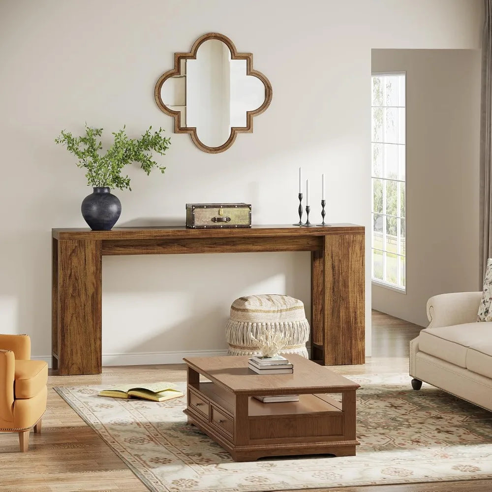 Extra Long Farmhouse Console Table For Sofa Living Room