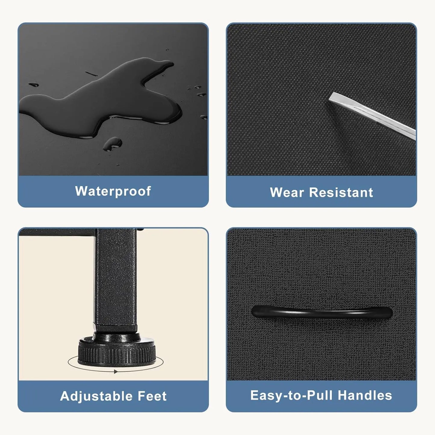 Morocco Style Nightstand 20 Inch Tall Black Fabric Drawers