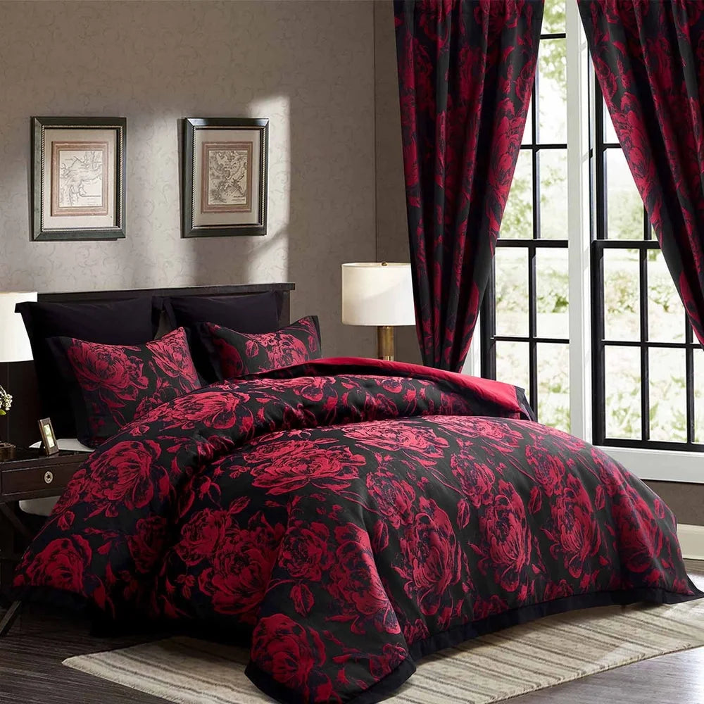 Queen Comforter Set Matching Curtains Jacquard Floral
