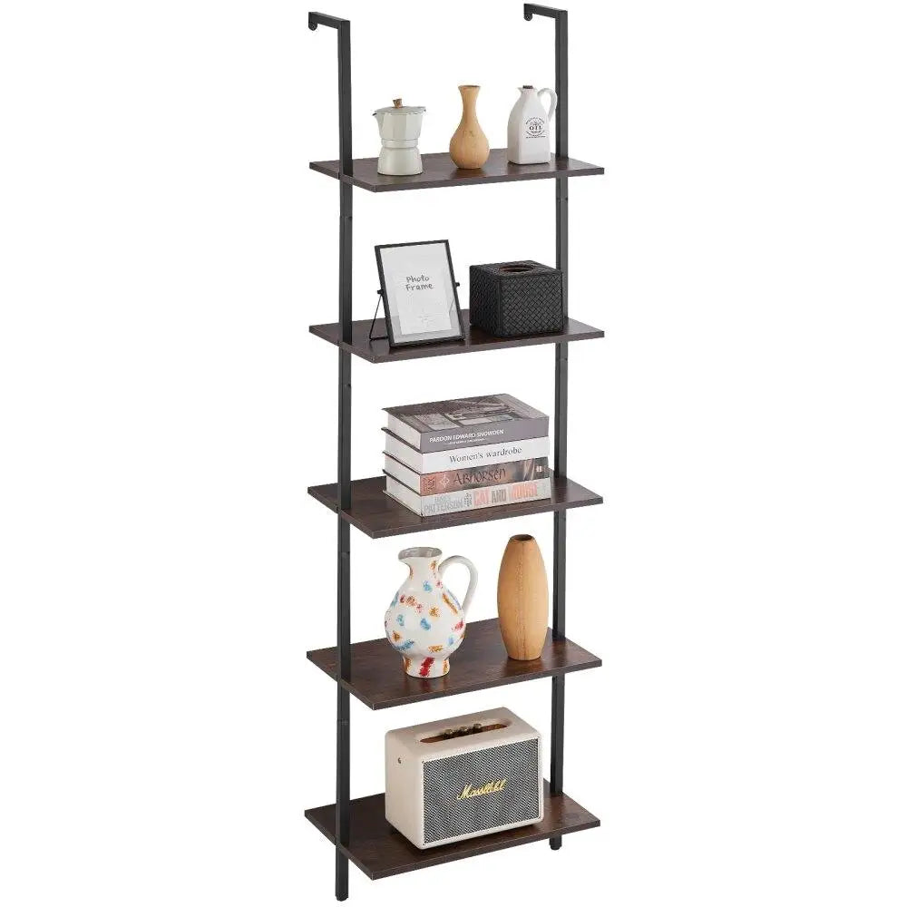 Industrial Pipe Shelf Five Tier Wall Mount Bedroom Storage