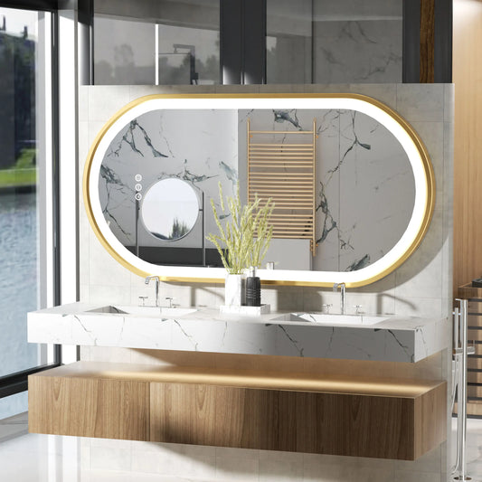Wisfor LED Oval Bathroom Mirror Stepless Dimmable Vanity