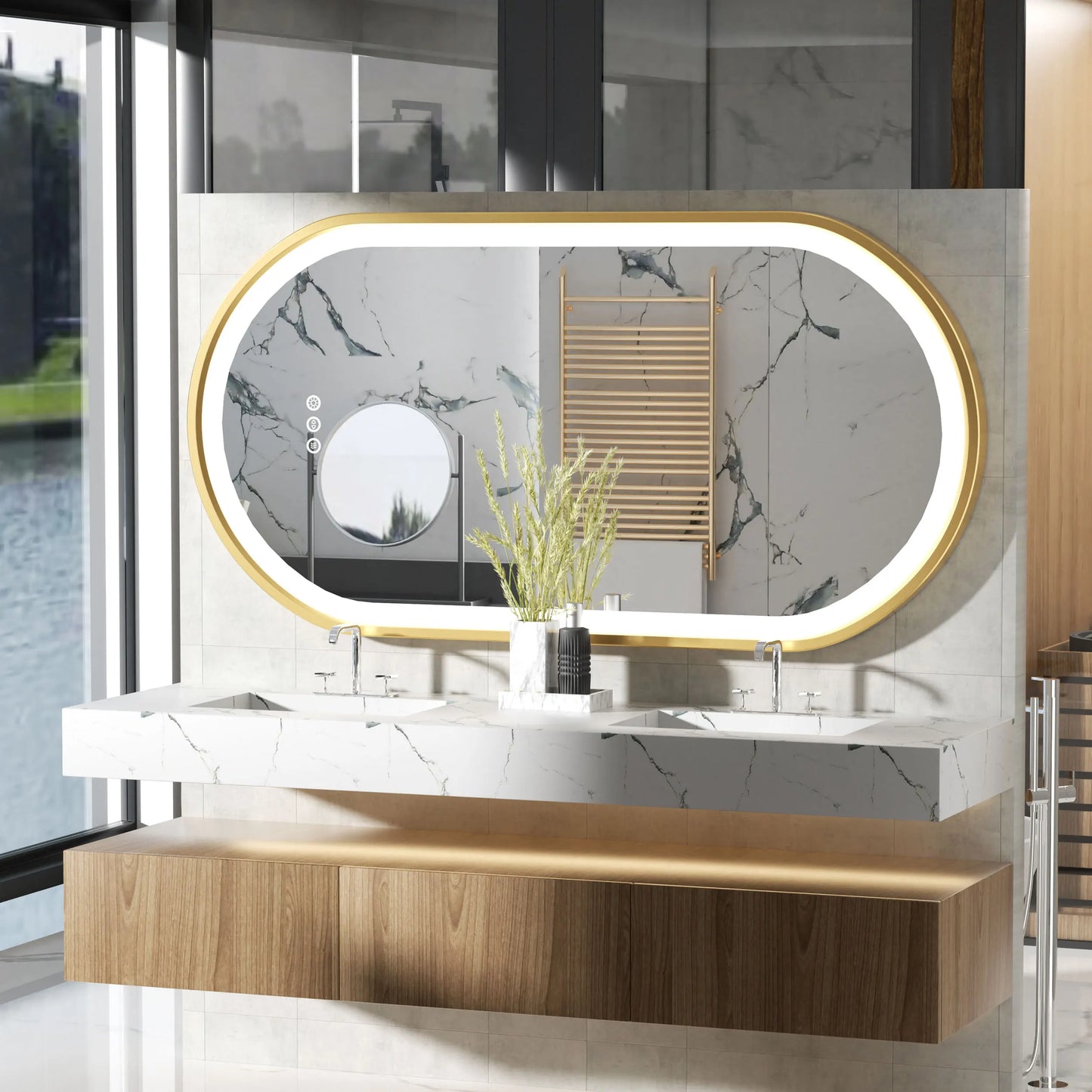 Wisfor Oval LED Bathroom Mirror Dimmable Anti Fog Memory