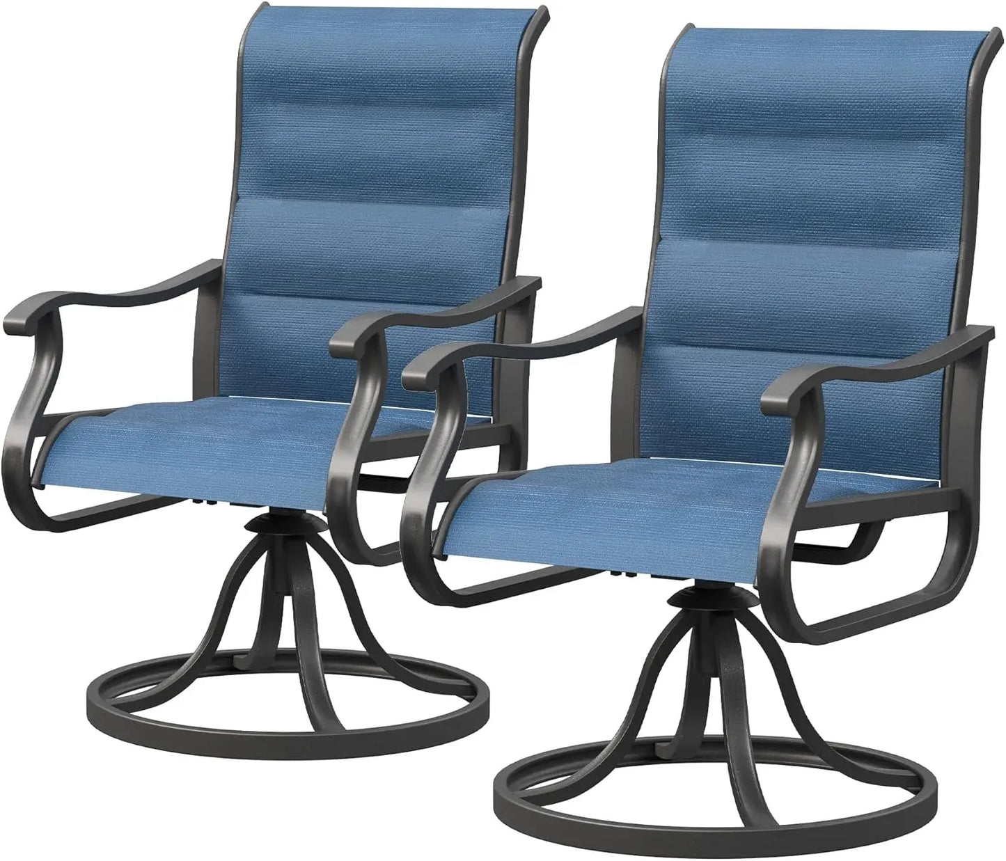 Patio Swivel Chairs Outdoor High Back Textilene Set of 2