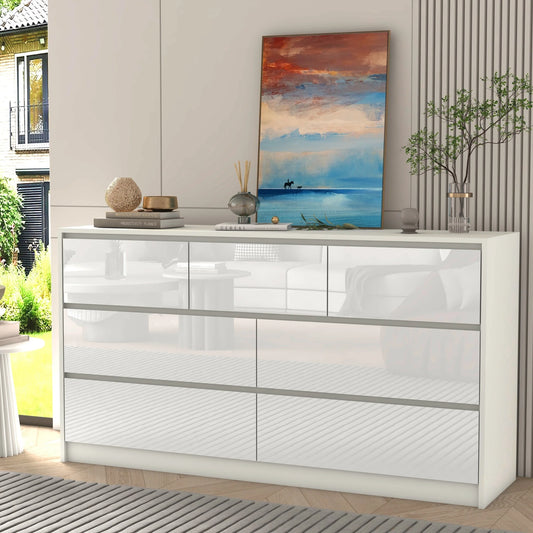 QiaoShiRen Seven Drawer Dresser for Bedroom High Gloss