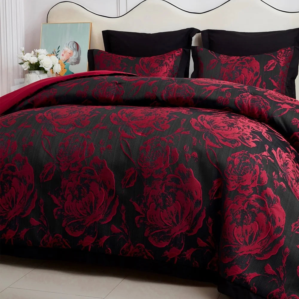 Queen Comforter Set Matching Curtains Jacquard Floral