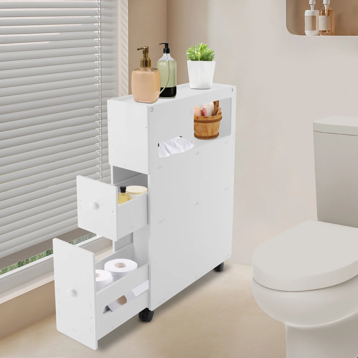 Hign-concerned Bathroom Storage Cabinet With Drawer Shelf