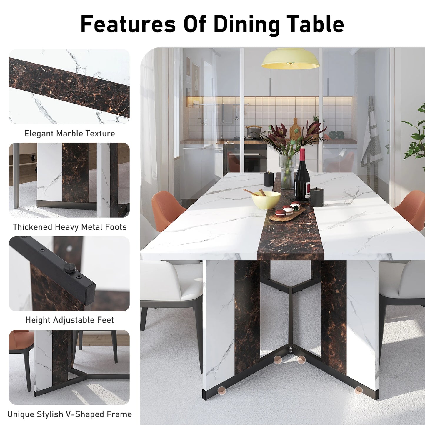 QiaoShiRen Rectangular Dining Table With Wood Top Finish