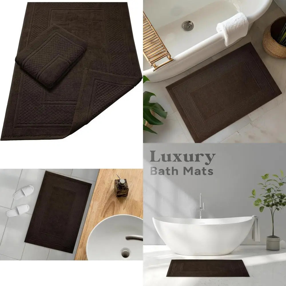 Ringspun Cotton Bath Mats Absorbent Set of 2 Quick Dry