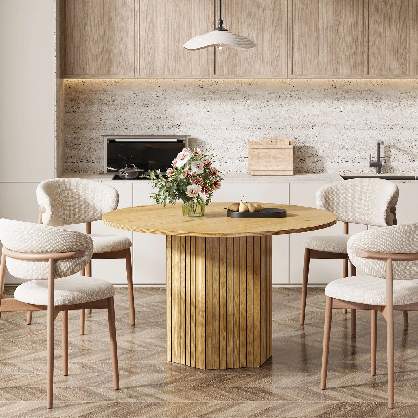 Tribesigns Round Wood Dining Table For Dining Room