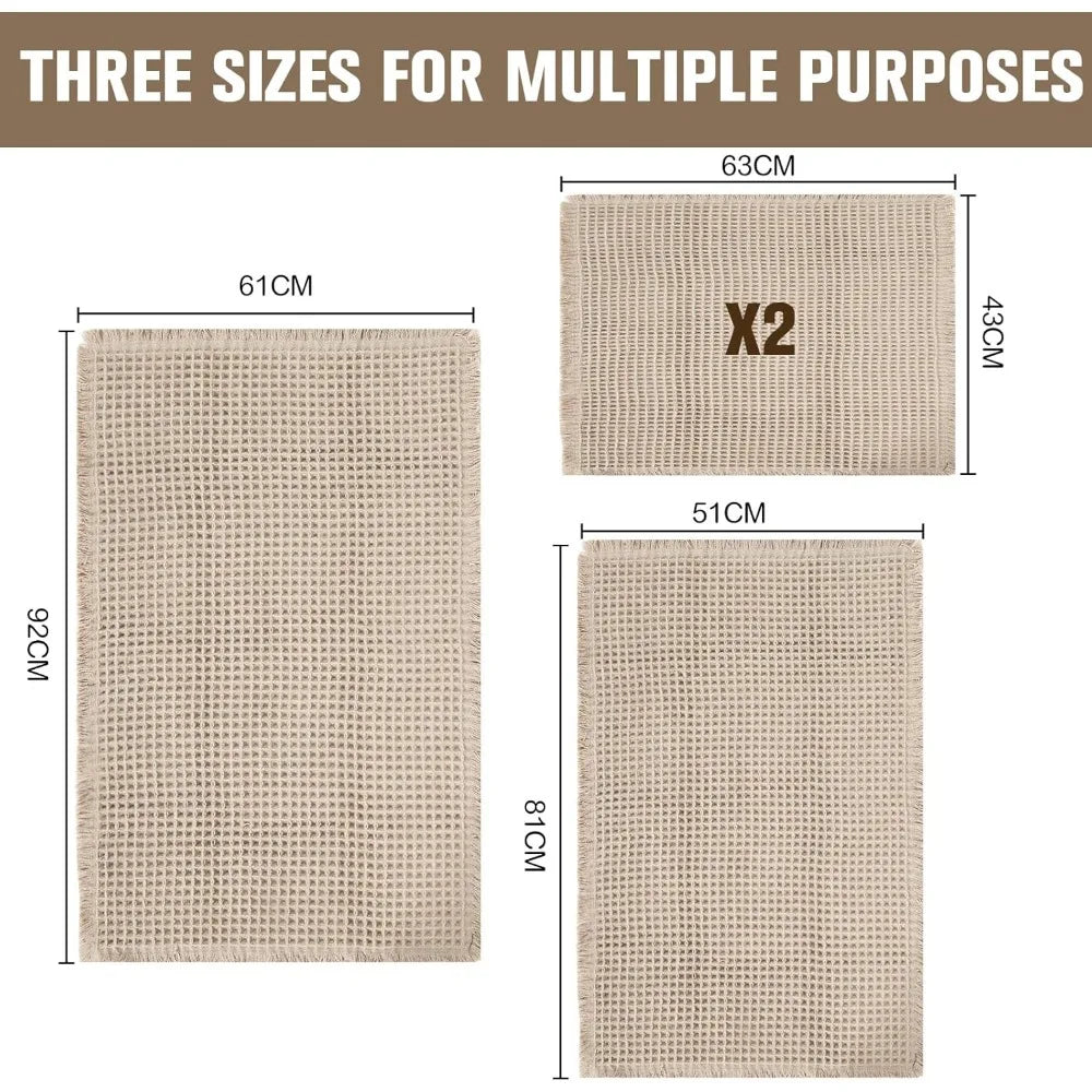 Hign-Concerned Waffle Non Slip Bath Mat Set For Quick Drying