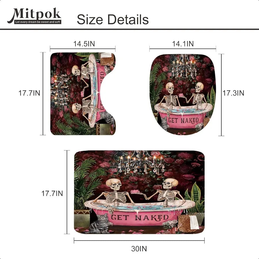 Gothic Skull Shower Curtain Set 72x72 Inches And Bath Rug