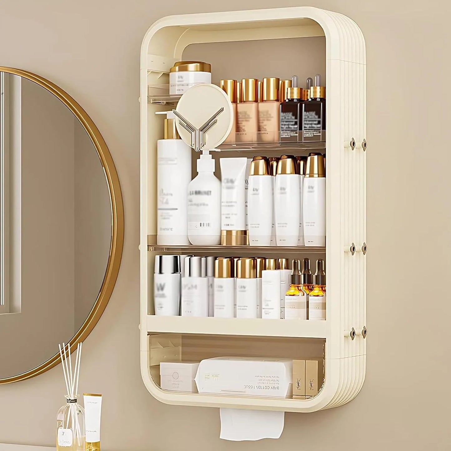 Hign Concerned Wall Mount Makeup Organizer Four Tier