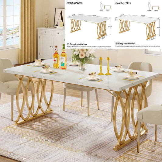 Tribesigns Dining Table For 4 To 6 With Faux Marble Top