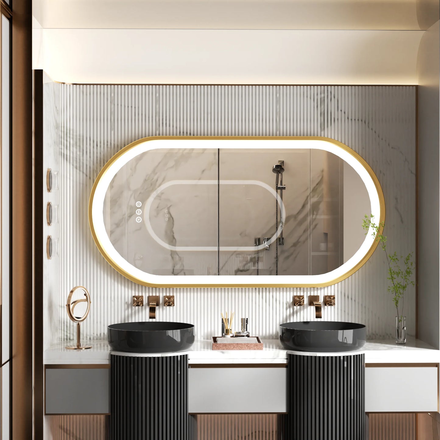 Wisfor LED Oval Bathroom Mirror Stepless Dimmable Vanity