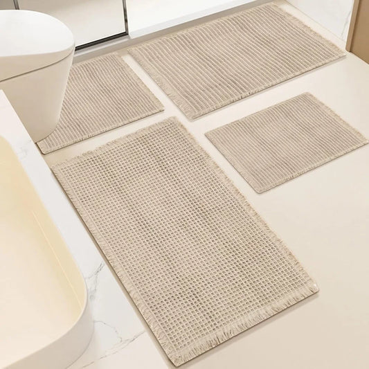 Hign-Concerned Waffle Non Slip Bath Mat Set For Quick Drying