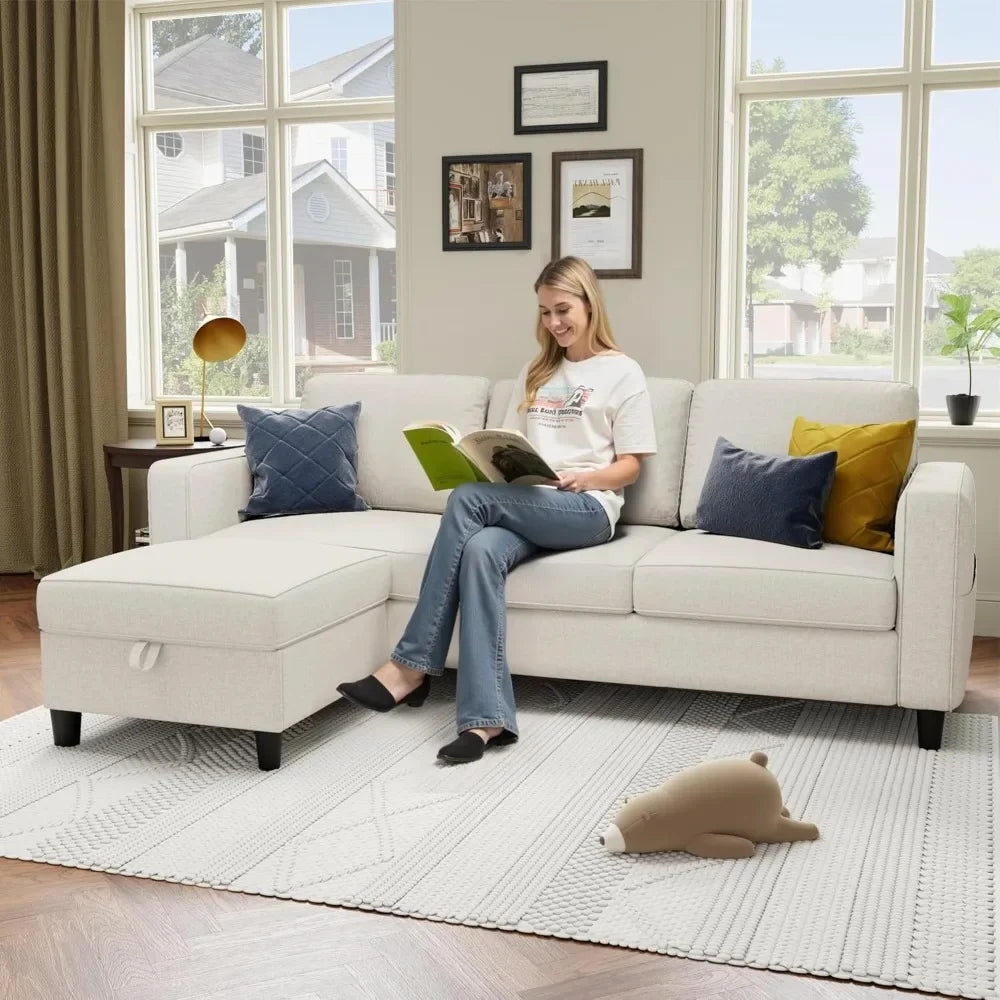 Sectional Sofa Couches For Living Room Beige 78 Inch
