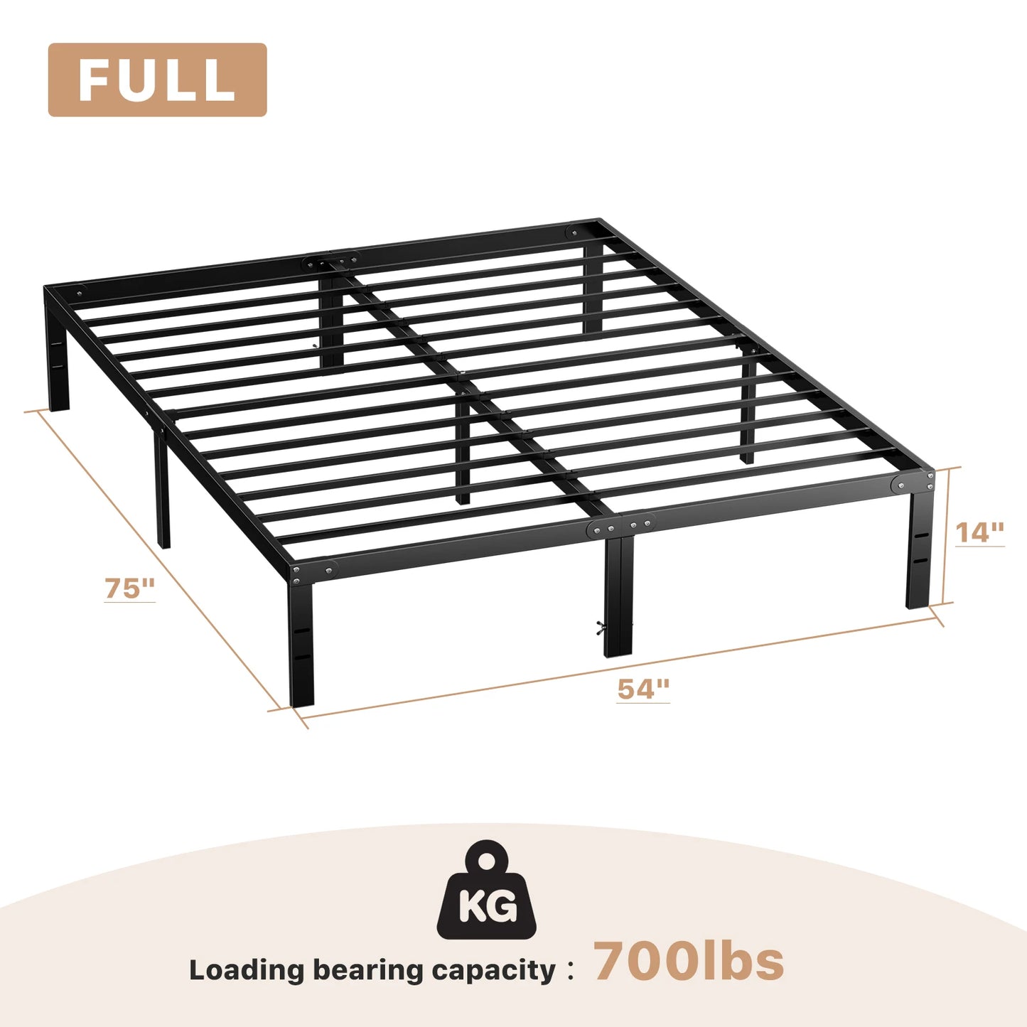 JHK Basic Metal Bed Frame Queen Size Platform With Storage