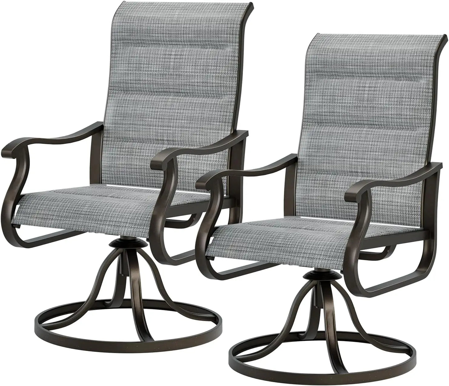 Patio Swivel Chairs Outdoor High Back Textilene Set of 2