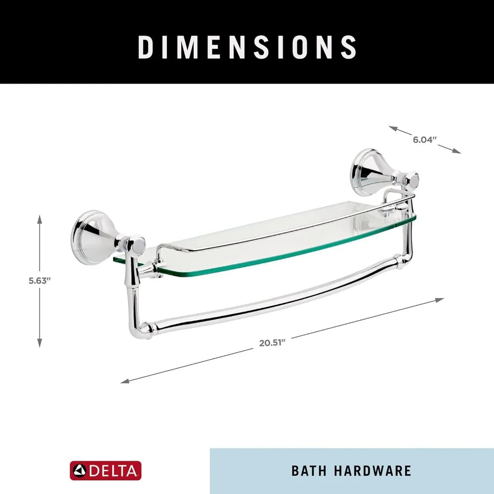 Delta Cassidy Glass Bathroom Shelf With Towel Bar Premium
