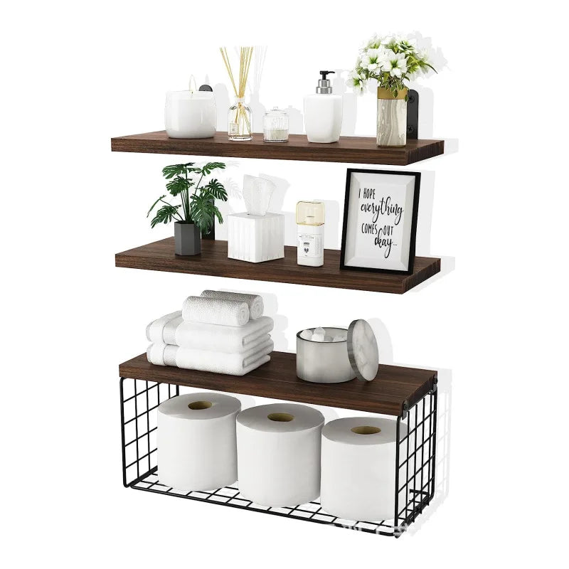 Hign-concerned Wall Mounted Floating Shelves Triple Tier