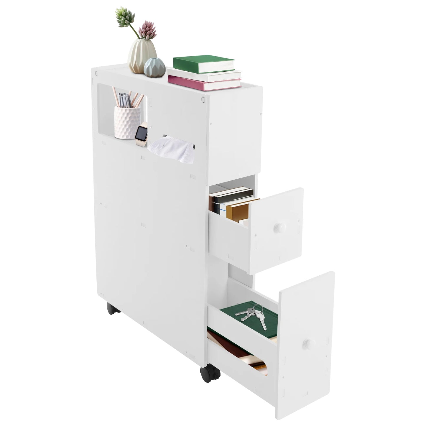 White Bathroom Storage Cabinet With Drawer And Shelf