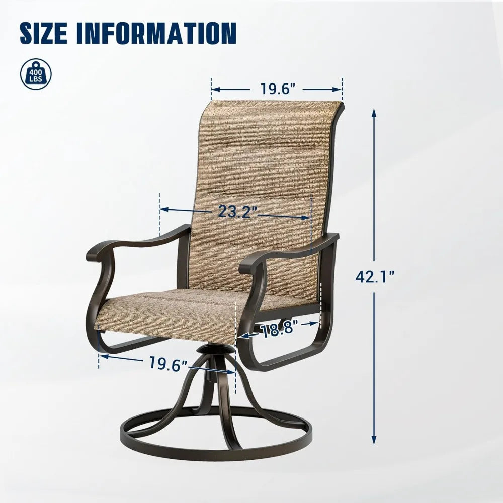 Patio Swivel Chairs Outdoor High Back Textilene Set of 2