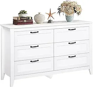 WLIVE Wood Dresser For Bedroom With Six Drawers Large