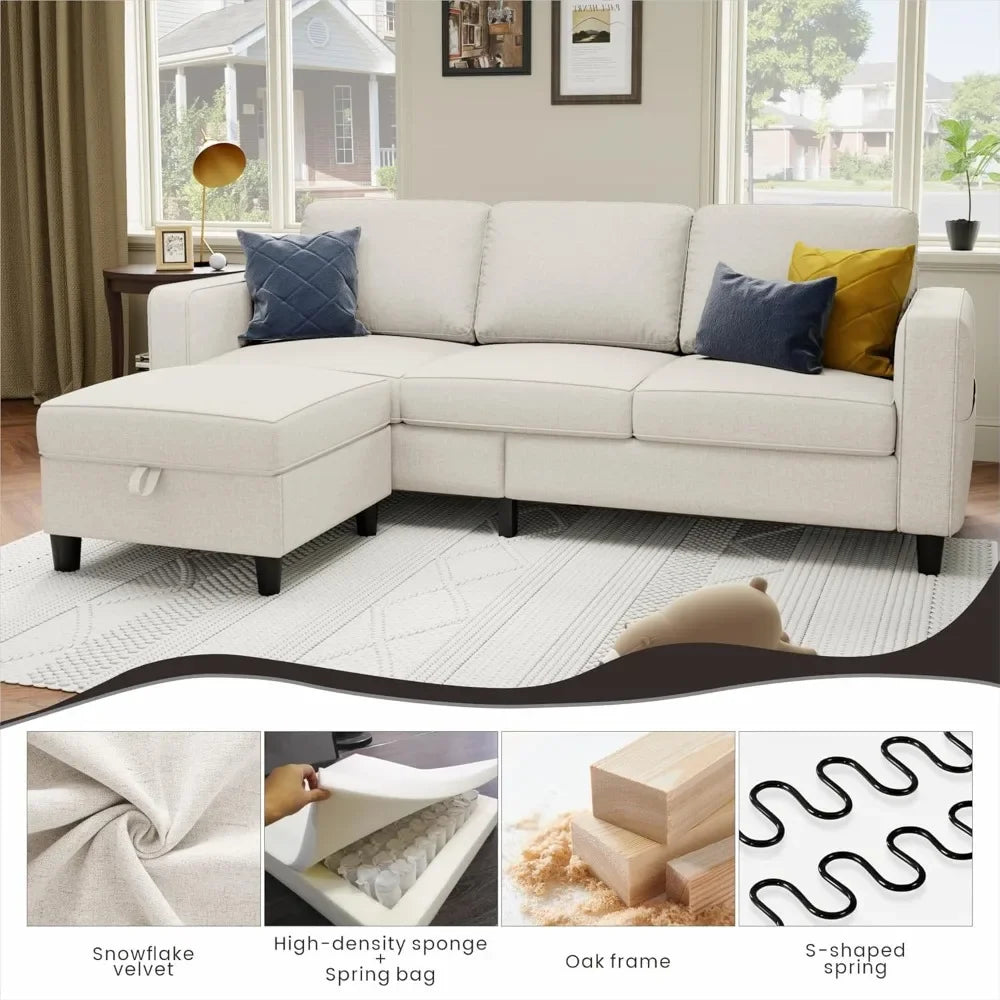 Sectional Sofa Couches For Living Room Beige 78 Inch