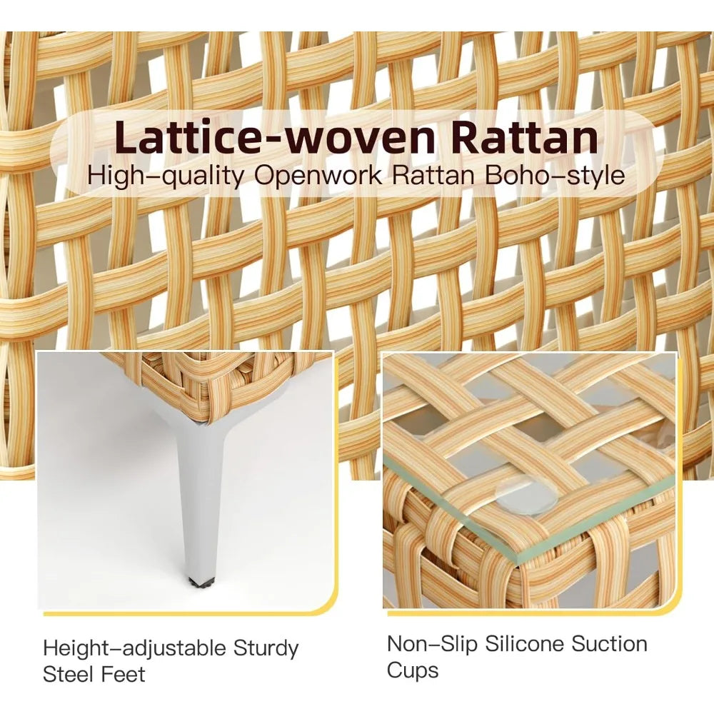 3 Piece Outdoor Patio Furniture Set L Shaped Sectional Sofa