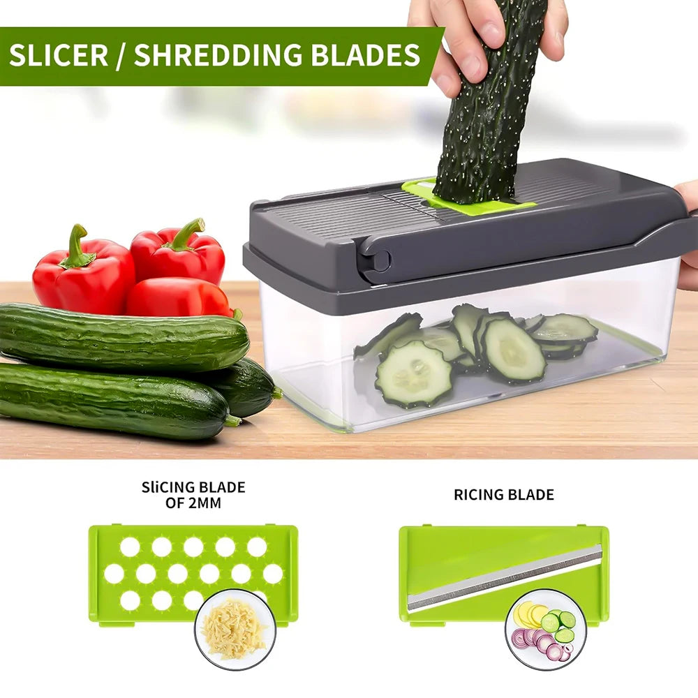Multifunctional 14 In 1 Onion And Vegetable Chopper Shredder Slicer